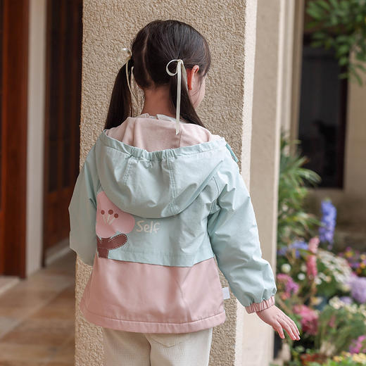 棉果果秋季新品女童加绒加厚摇粒绒防风保暖休闲冲锋衣外套加绒保暖风衣M322100324428 商品图1