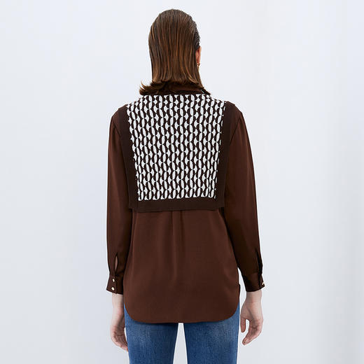 EITIE爱特爱秋季新款时尚气质假两件衬衫上衣7509208 商品图4