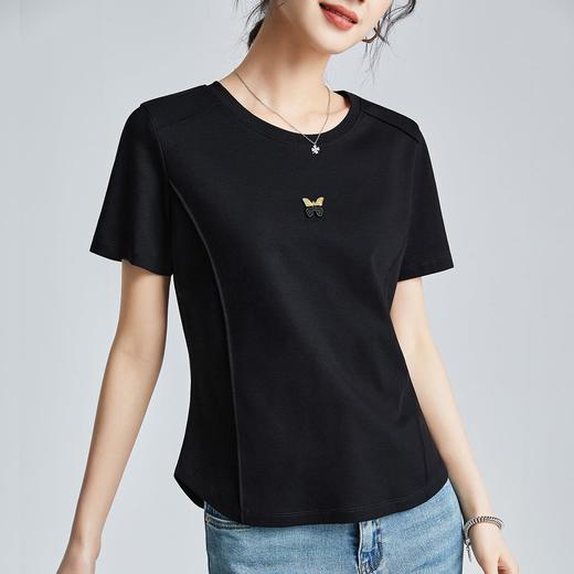 双面丝光棉凉感t恤液氨白色短袖正肩t恤女 24春夏圆领打底衫体恤 商品图2