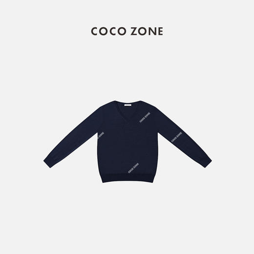 COCO ZONE春秋打底衫V领螺纹下摆长袖毛针织衫23C19656 商品图0