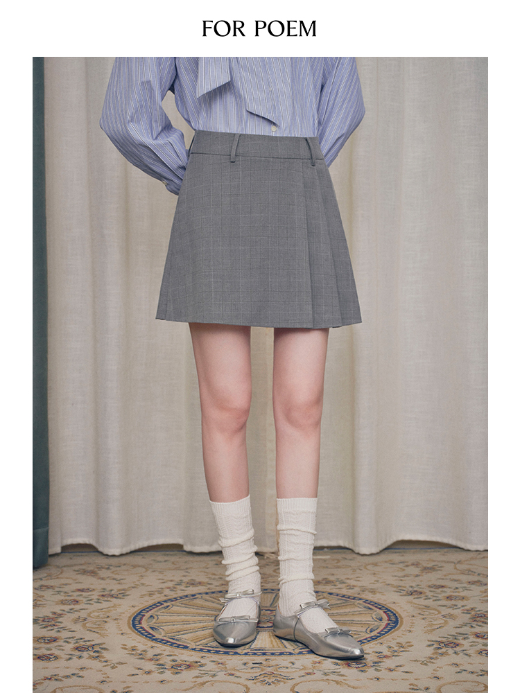 ForPoem 现货 24/FW原创设计双层防走光显瘦不对称百褶裙裤