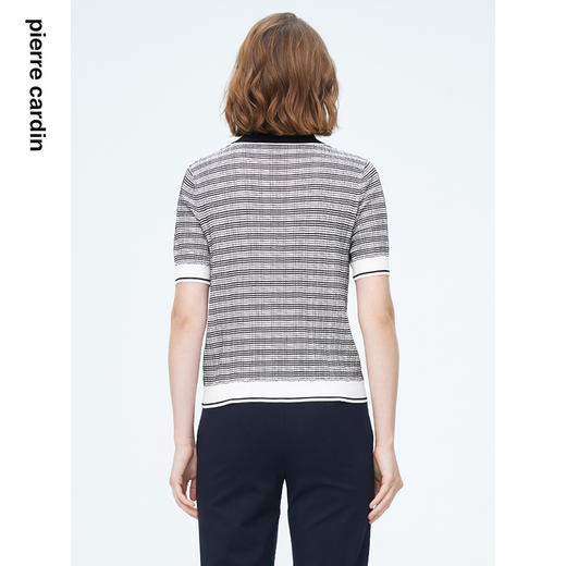 迪安诺女装毛针织衫黑白条纹花色短袖针织外穿内搭N4299K4282W3
 商品图2