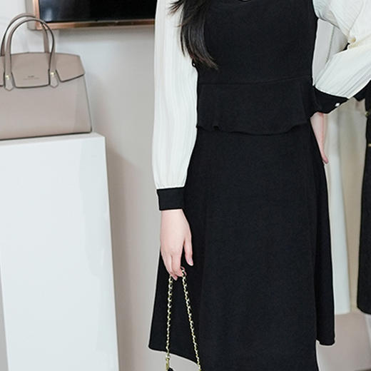 8/4奢姿大码女装2024秋季小立领气质裙子胖妹妹拼接假两件时尚连衣裙9943826641 商品图3