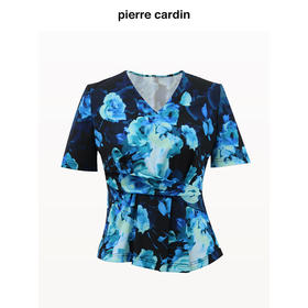 皮尔卡丹女装衬衫复古印花优雅短袖通勤上衣内搭P4200A2002L3
