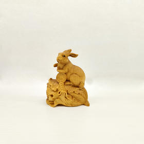 百财(白菜)兔°黄杨木摆件