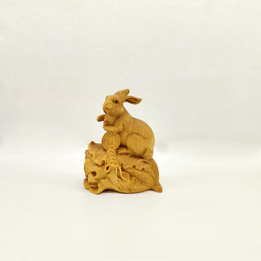 百财(白菜)兔°黄杨木摆件 商品图0