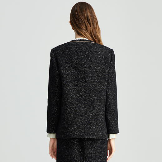 EITIE爱特爱气质优雅精致金葱小香风直筒显瘦V领外套秋季新款C2403404 商品图5