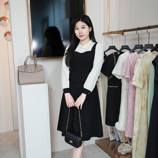 8/4奢姿大码女装2024秋季小立领气质裙子胖妹妹拼接假两件时尚连衣裙9943826641 商品图1
