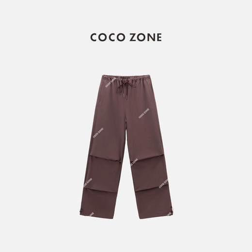 COCO ZONE 夏季松紧腰抽绳休闲裤纯色百搭阔腿裤CC2B1084 商品图0