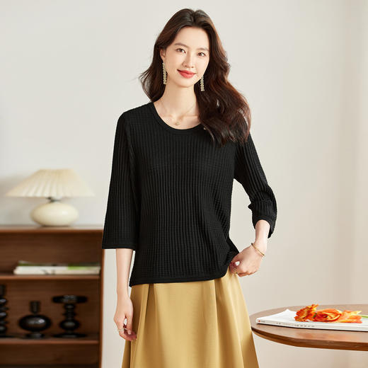 中袖上衣七分袖t恤，圆领针织衫洋气打底小衫CC-16-9007 商品图3