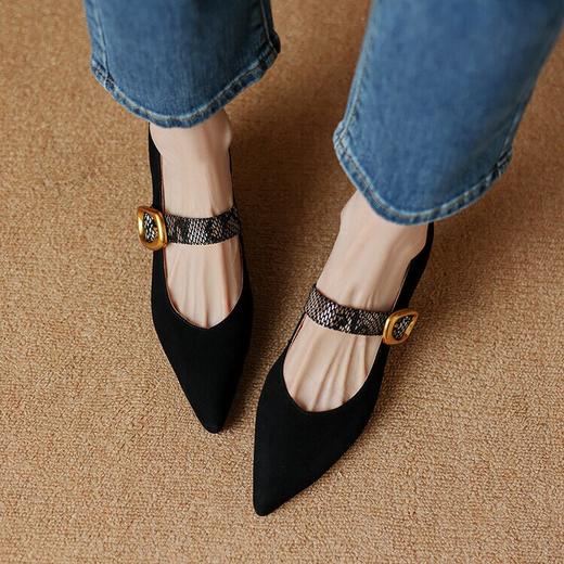 【预售5天】时尚英伦风高跟鞋，尖头浅口细跟方扣玛丽珍女鞋ASN&1955 商品图4