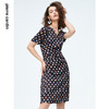 皮尔卡丹女装时尚波点修身通勤短袖真丝连衣裙P4227D4131B3 商品缩略图3