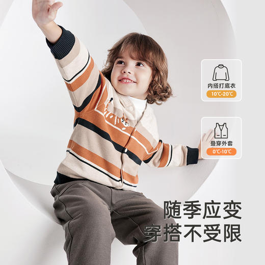 【商场同款】英氏儿童毛衣针织衫冬季纯棉保暖连帽外套男童上衣 商品图1