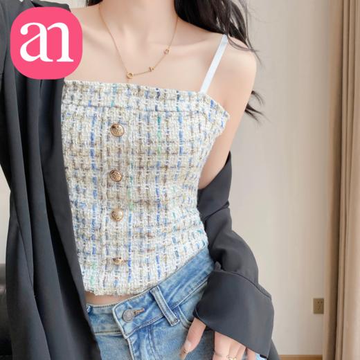 【特价29】气质小香风吊带背心夏辣妹性感短款内搭带胸垫可外穿纯欲吊带上衣   15194040 商品图3