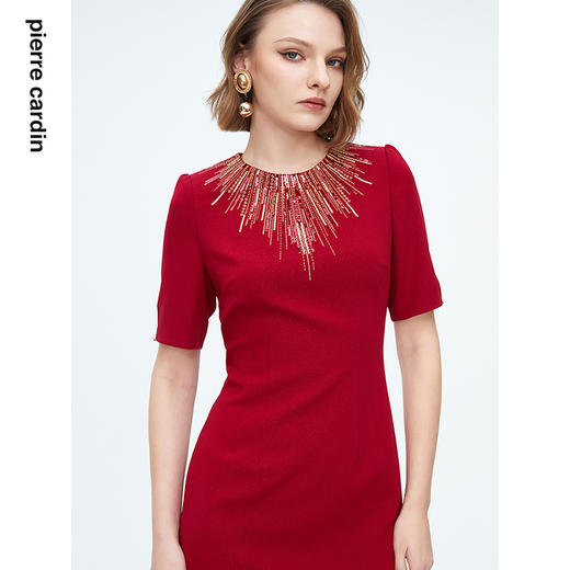 皮尔卡丹女装高级时尚宴会通勤修身知性连衣裙P4222D4102R0 商品图4