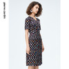 皮尔卡丹女装时尚波点修身通勤短袖真丝连衣裙P4227D4131B3 商品缩略图1