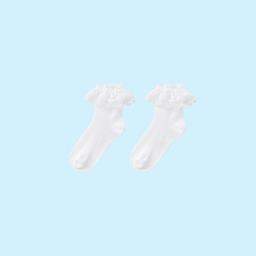 【5A级抗菌】女童甜系女孩花边袜单双装袜子安奈儿童装实体店同款JG437561 商品图4