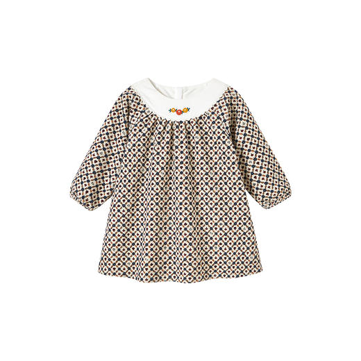 【商场同款】英氏女童连衣裙秋冬宝宝长袖碎花裙保暖灯芯绒裙子 商品图4