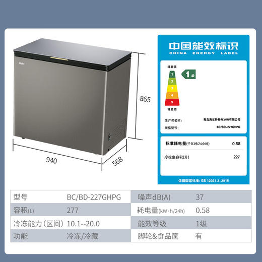 海尔冷柜  BC/BD-227GHPG 商品图1