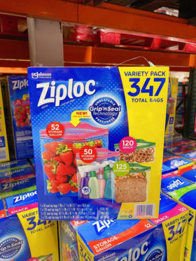 Ziploc 大小混装款保鲜袋347支装 美国代购，无中文标签，介意慎拍