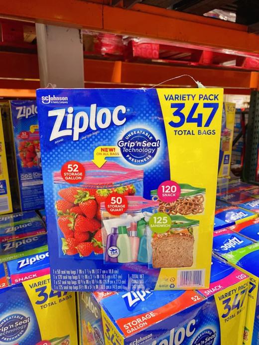 Ziploc 大小混装款保鲜袋347支装 美国代购，无中文标签，介意慎拍 商品图0