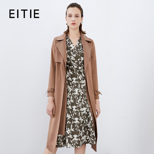 EITIE爱特爱秋季新款时尚洋气大气通勤百搭显瘦风衣长外套女7504204 商品图0