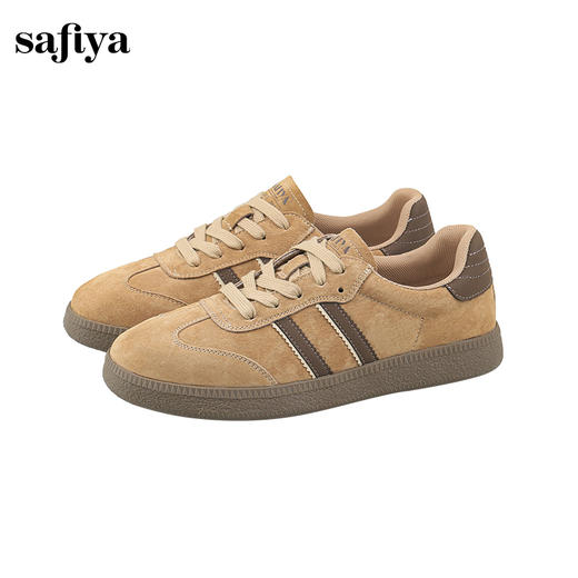 Safiya/索菲娅2024秋复古美拉德反绒拼色百搭休闲系带德训鞋 SF43112112 商品图3
