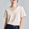 商场同款液氨白色短袖正肩t恤女 24凉感丝光棉V领打底衫体恤半袖 商品缩略图2