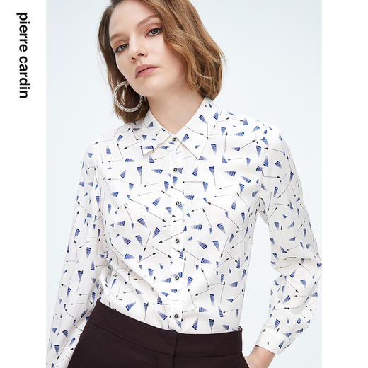 皮尔卡丹女装清新气质淑女修身通勤百搭长袖衬衫P4158B4024W3
 商品图4