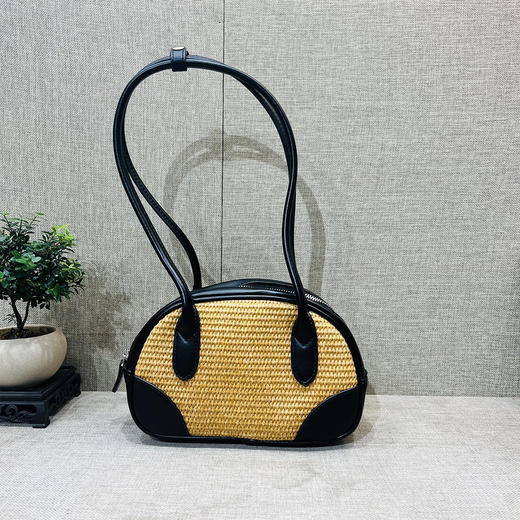 长带藤编手拎包 商品图0