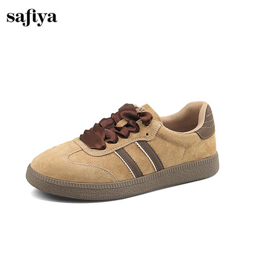 Safiya/索菲娅2024秋复古美拉德反绒拼色百搭休闲系带德训鞋 SF43112112 商品图1