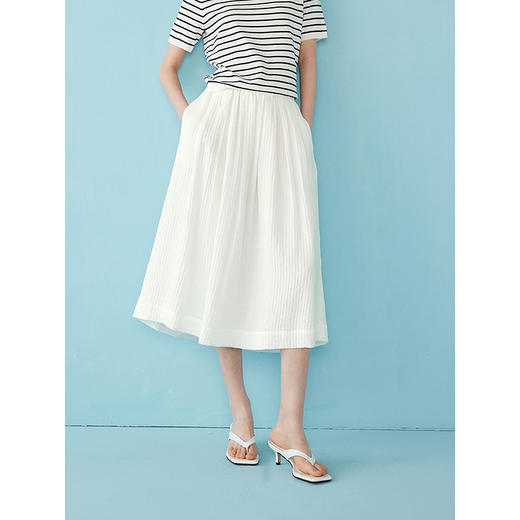 棉仓352617001初棉肌理坑条半身裙 商品图1