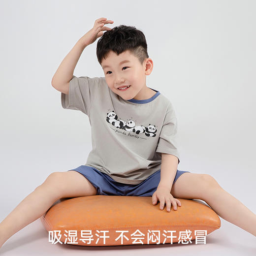 【商场同款】【120-150码】熳洁儿 夏季短袖家居服套装儿童棉拉架短袖短裤24203617 商品图3