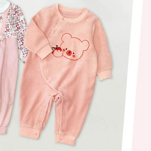 棉果果秋季新品女童秋冬加绒加厚卡通爬服偏襟连体衣M322720424401 商品图0