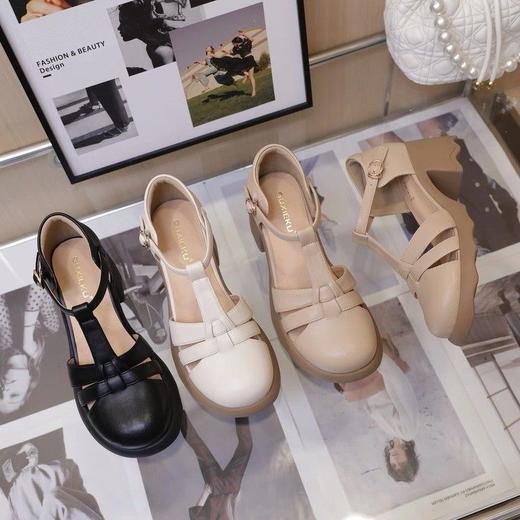 「三色可选！拼团同款」杭州小雨潮鞋同款凉鞋女2024夏季新款玛丽珍软底粗跟浅口圆头女鞋 商品图0