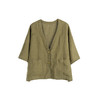 绽放旅行女装529朵/汉麻原木吊坠扣开襟v领小衫宽松落肩中袖开衫 商品缩略图4