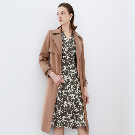 EITIE爱特爱秋季新款时尚洋气大气通勤百搭显瘦风衣长外套女7504204 商品图1