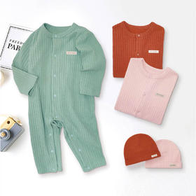 棉果果秋季新品内衣有机棉纱5A抗菌男童哈衣对开连体衣M311722224515