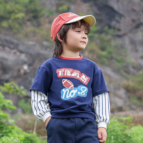 棉果果秋季新品男童春秋款简约百搭休闲小毛圈圆领套头卫衣M312180224457