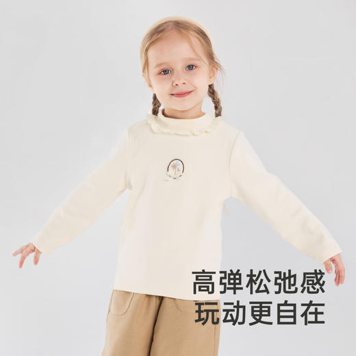 【商场同款】英氏儿童套头衫秋季长袖女童纯色打底衫圆领上衣T恤 商品图2