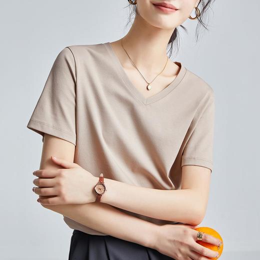 高品质丝光棉t恤女短袖2024新款宽松内搭外穿圆领液氨t恤打底衫 商品图2