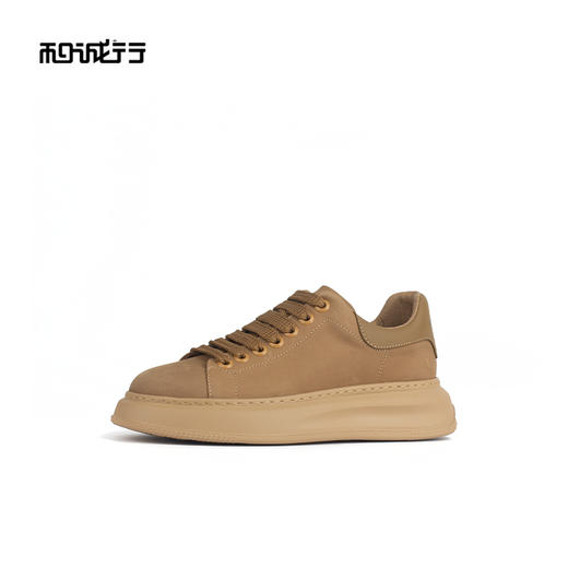 和诚行 2024秋冬新款厚底系带休闲板鞋男鞋真皮百搭滑板鞋0551160 商品图1