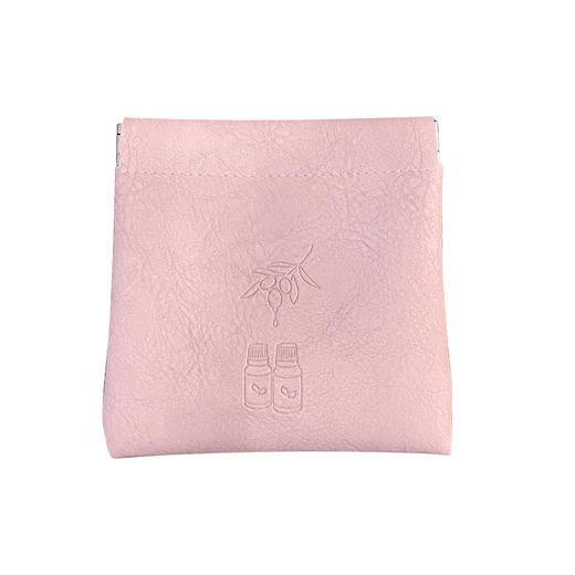 平衡小柅 弹片自动闭合收纳袋 皮小包 收纳精油  口红 耳机 钥匙 硬币 耳钉 戒指 小包 粉色皮料 白色软皮 零钱包  迷你手拿包 高级感 商品图4