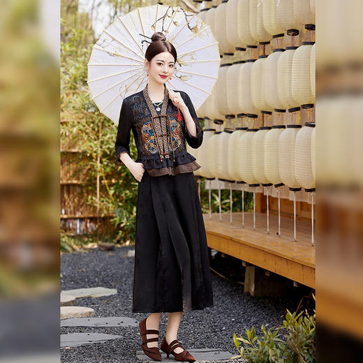 提花缎复古中式，重工刺绣套装HR-YBER111 商品图2