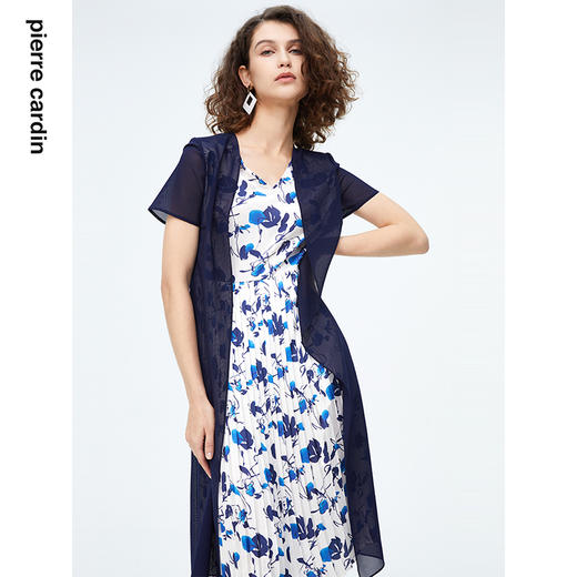 皮尔卡丹女装时尚淡雅印花通勤拼接假两件连衣裙P4215D4134N3
 商品图4