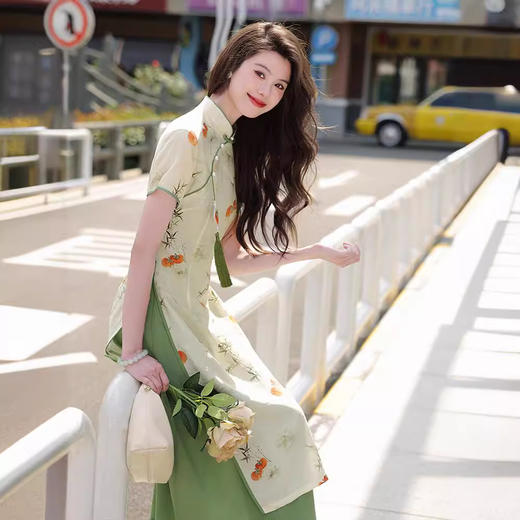 奥黛改良旗袍小个子夏季日常苎麻面料GR24135 商品图0