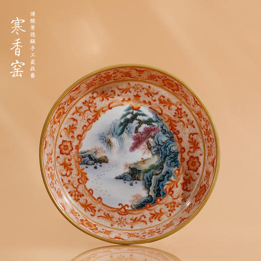 寒香窑乾隆梵红凤尾草山水壶承  山水听泉杯  山水两才盖碗  山水风水缸杯（缺货） 商品图2