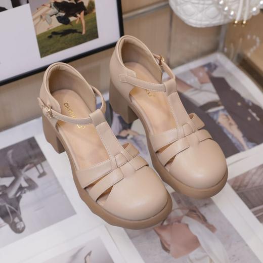 「三色可选！拼团同款」杭州小雨潮鞋同款凉鞋女2024夏季新款玛丽珍软底粗跟浅口圆头女鞋 商品图2