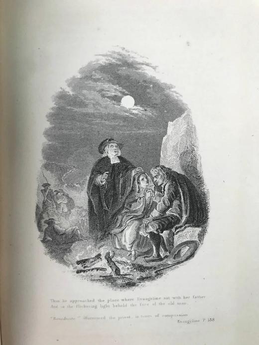 约19世纪后期 朗费罗诗集 约3幅钢版画插图 全真皮精装32开 商品图7