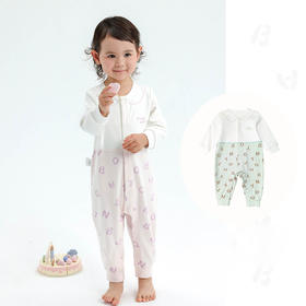 棉果果秋季新品女童内衣有机棉纱5A抗菌对开哈衣连体衣M321722224499